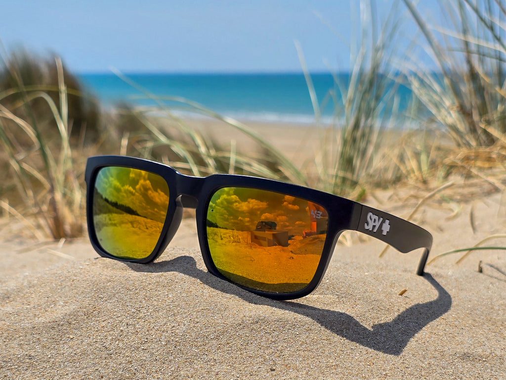 Lunettes de Soleil Homme/Femme  - Monture Carrée Noir Blanc & Verres Miroir Orange - Protection UV