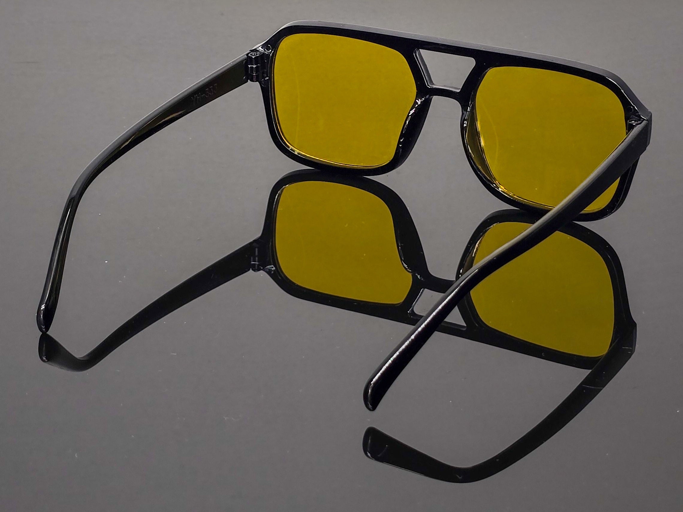 Lunettes Vintage Conduite de Nuit Anti-Éblouissement Jaunes