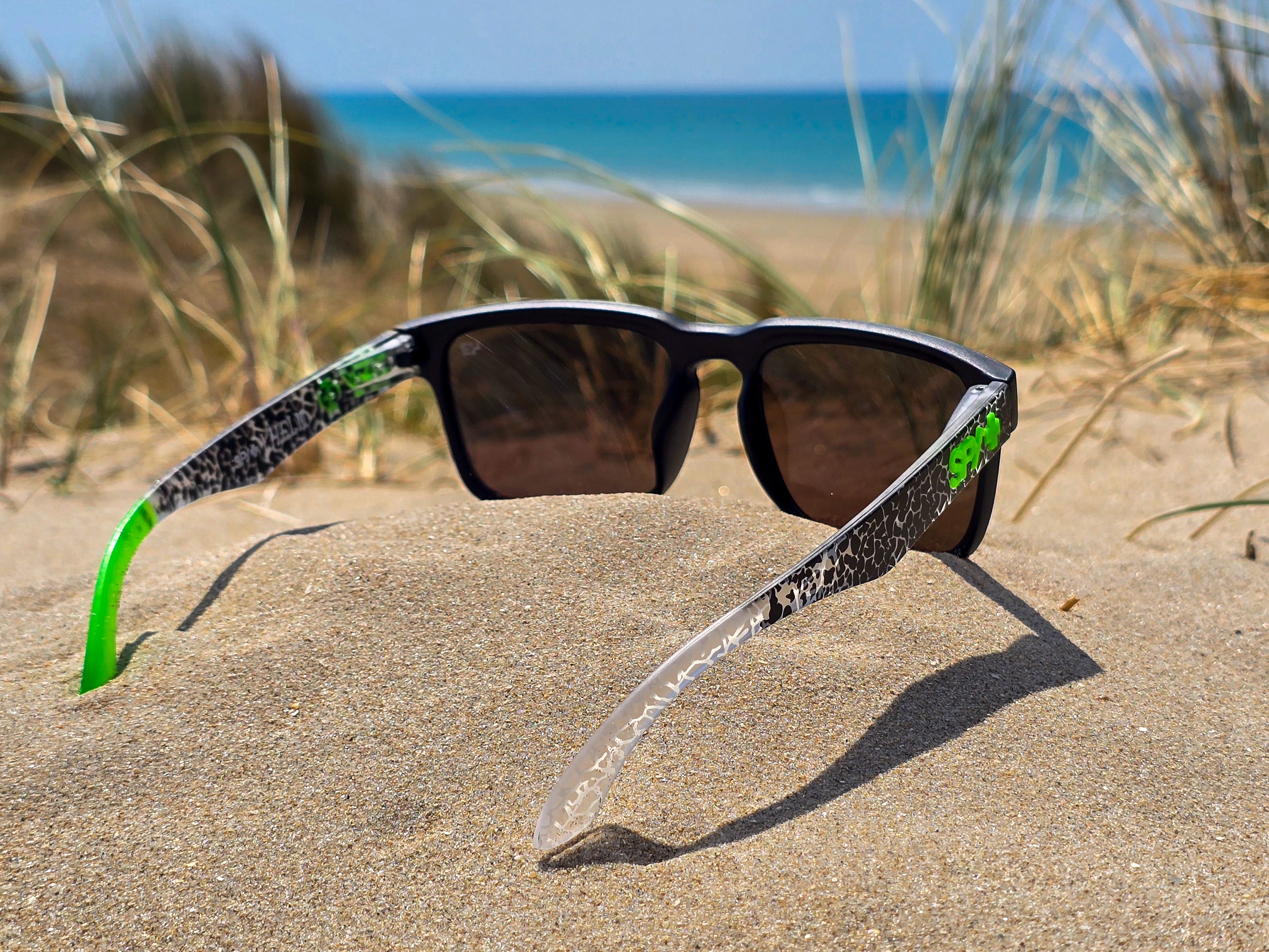 Lunettes de Soleil Homme/Femme  - Monture verte bancheet noir & Bleu - Protection UV