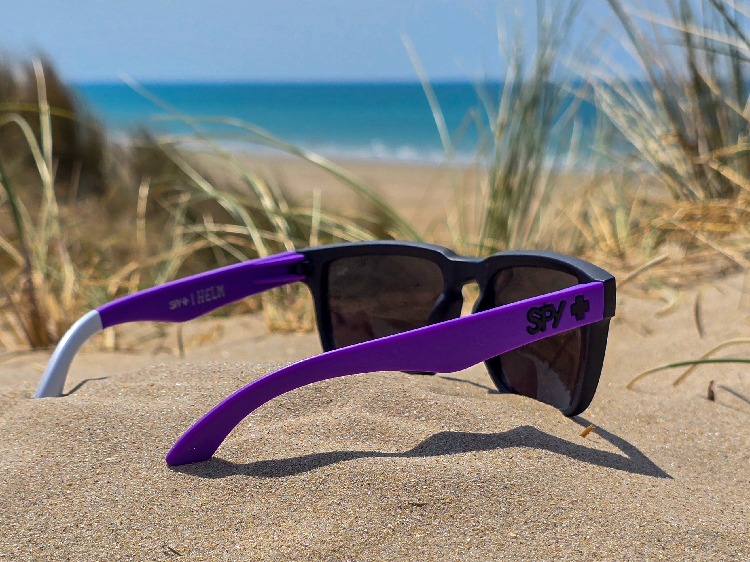 Lunettes de Soleil Homme/Femme  - Monture Carrée Noir Violet & Verres Miroir Bleu - Protection UV