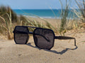 Lunettes de Soleil Homme Géométriques Noires - Style Aviateur Carré - Protection UV400 -