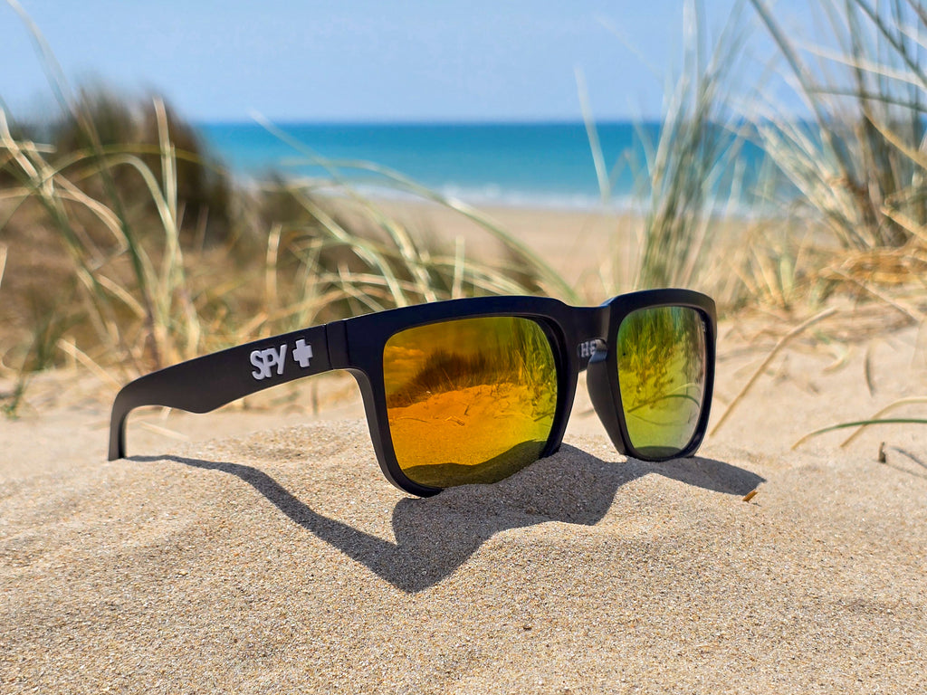 Lunettes de Soleil Homme/Femme  - Monture Carrée Noir Blanc & Verres Miroir Orange - Protection UV