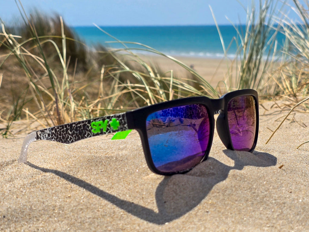 Lunettes de Soleil Homme/Femme  - Monture verte bancheet noir & Bleu - Protection UV