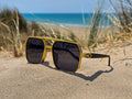 Lunettes de Soleil Homme Géométriques Noires et Dorées - Style Aviateur Carré - Protection UV400 -