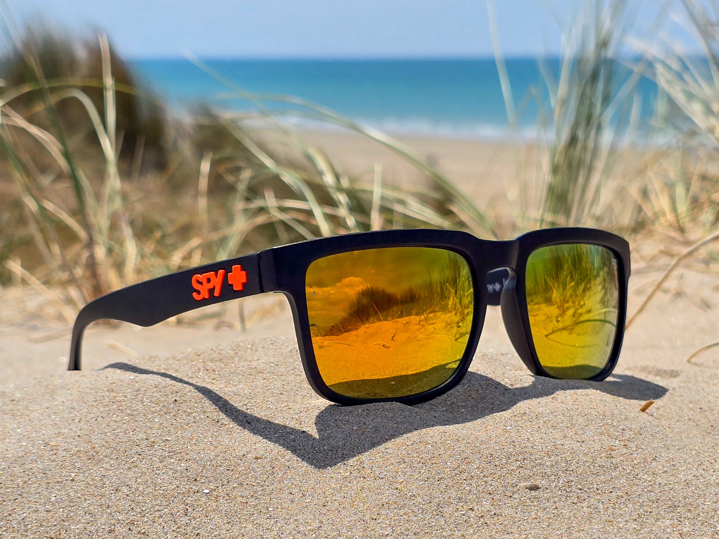 Lunettes de Soleil Homme/Femme  - Monture Carrée Noir orange & Verres Miroir Orange - Protection UV