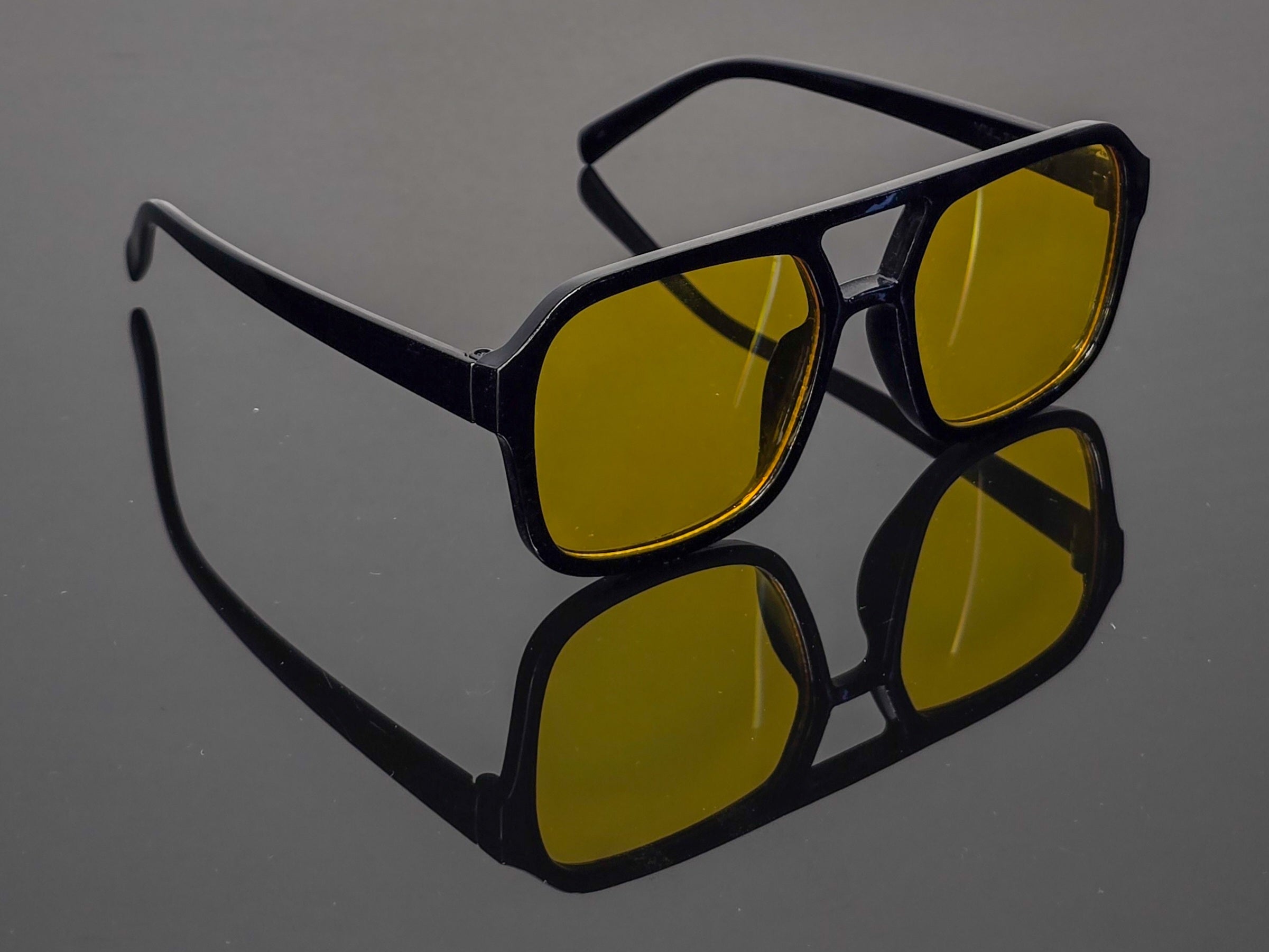 Lunettes Vintage Conduite de Nuit Anti-Éblouissement Jaunes