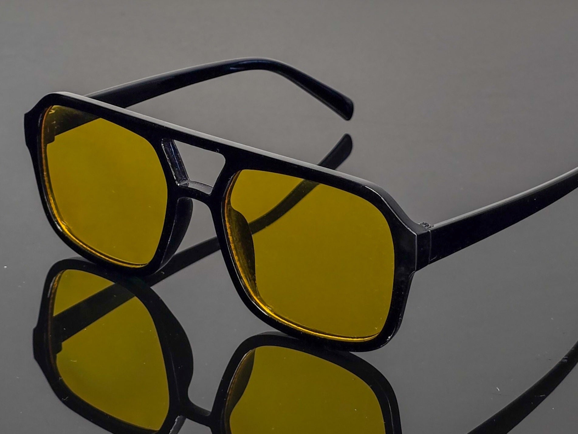 Lunettes Vintage Conduite de Nuit Anti-Éblouissement Jaunes