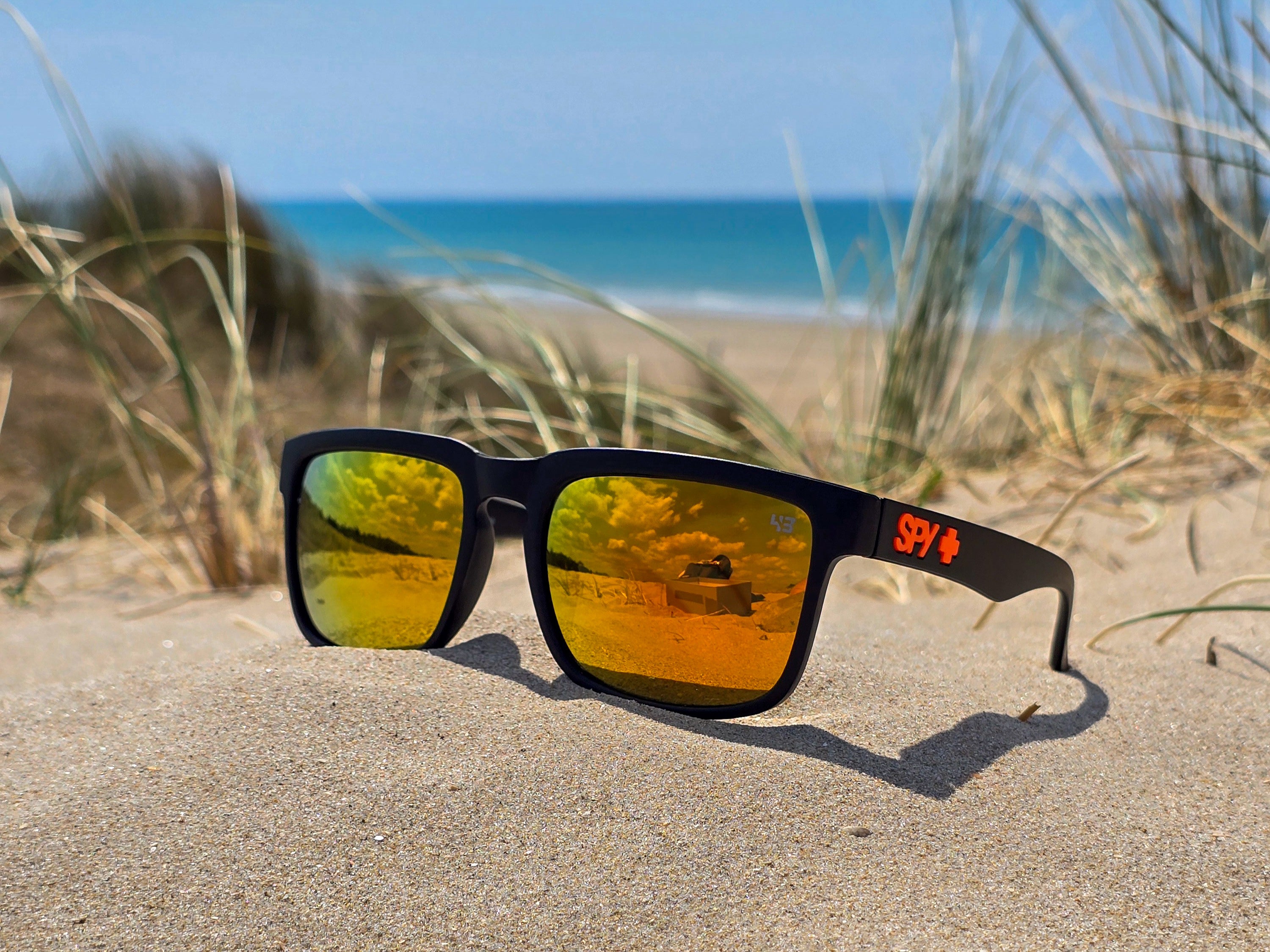Lunettes de Soleil Homme/Femme  - Monture Carrée Noir orange & Verres Miroir Orange - Protection UV