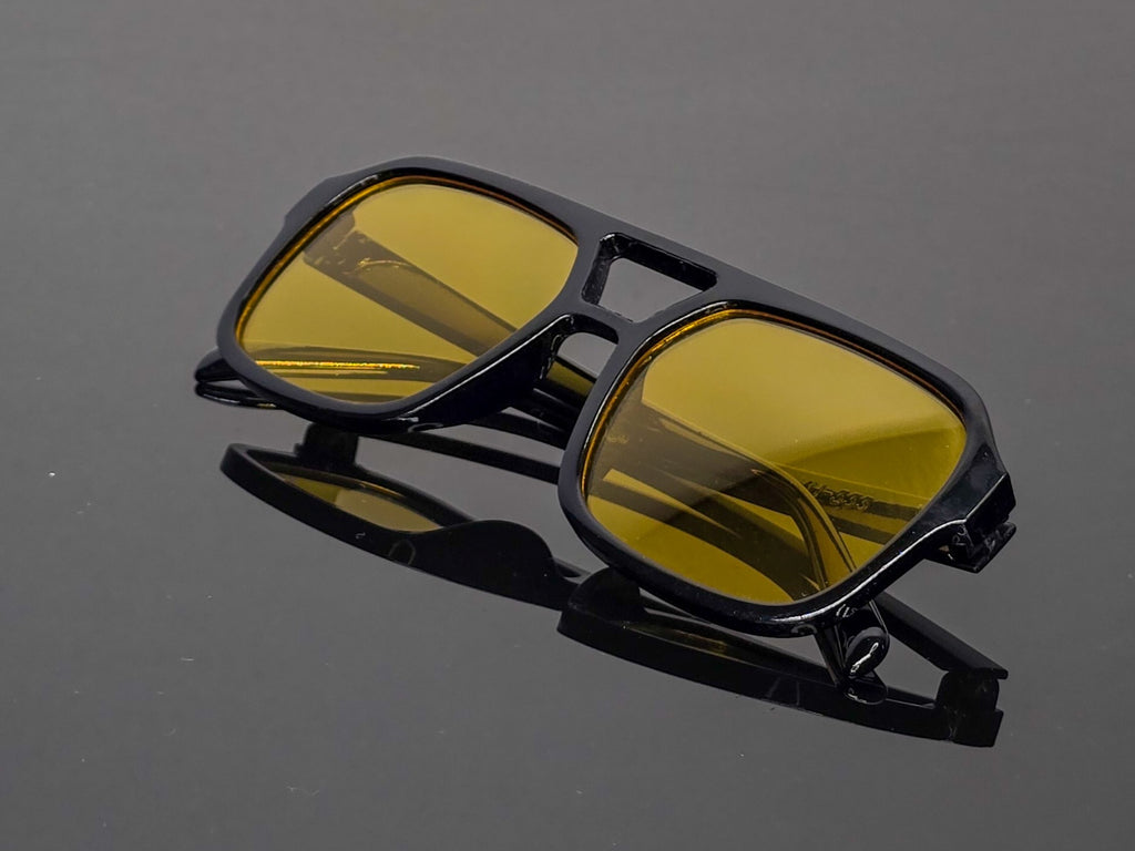 Lunettes Vintage Conduite de Nuit Anti-Éblouissement Jaunes